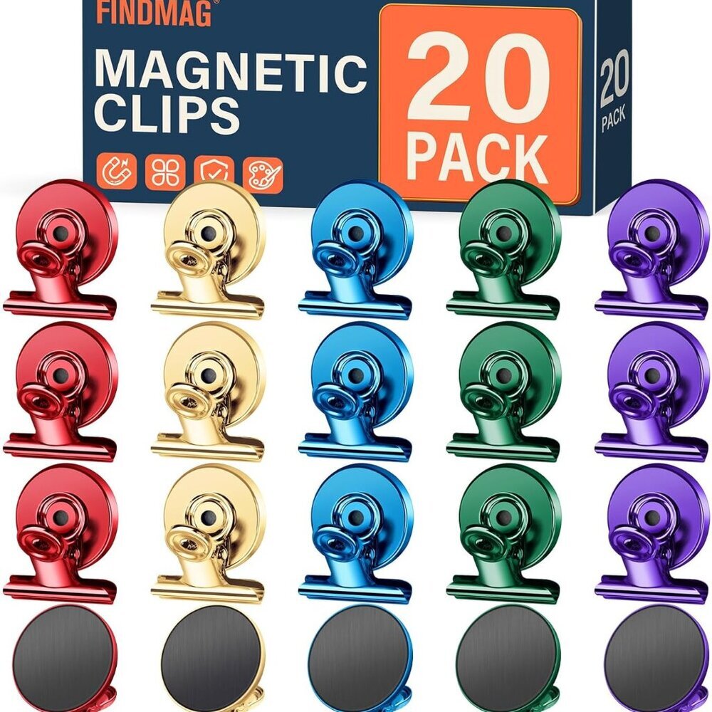 20Pack Colorful Fridge Magnets, Refrigerator Metal Magnets Clips, Strong Magneti